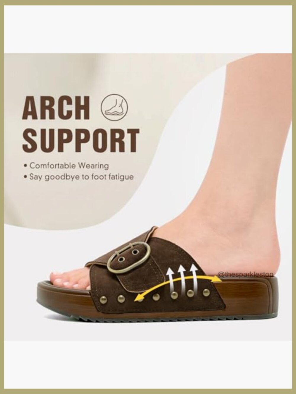 Platform Sandals, Arch Support Walking Sandals with Adjustable Buckle Straps, - Picture 6 of 7